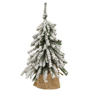 Flocked Mini Downswept Tree With Burlap Base 15 - The Fox Decor